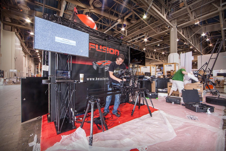 [Image: NAB 2012 by @PrestonKanak - @erickessler & @chrisbeller setting up the @kesslercrane booth at NAB!  Only one day away!!! (booth#9848)  on Propic]