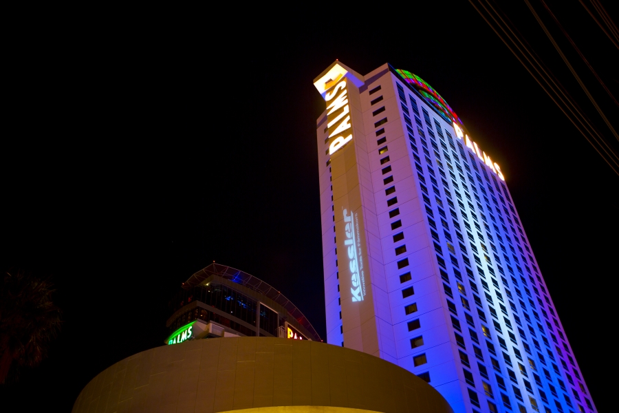 [Image: WH2A4464 by @joelgraves - @kesslercrane logo projected on the outside of the @palms casino during the kessler party  on Propic]