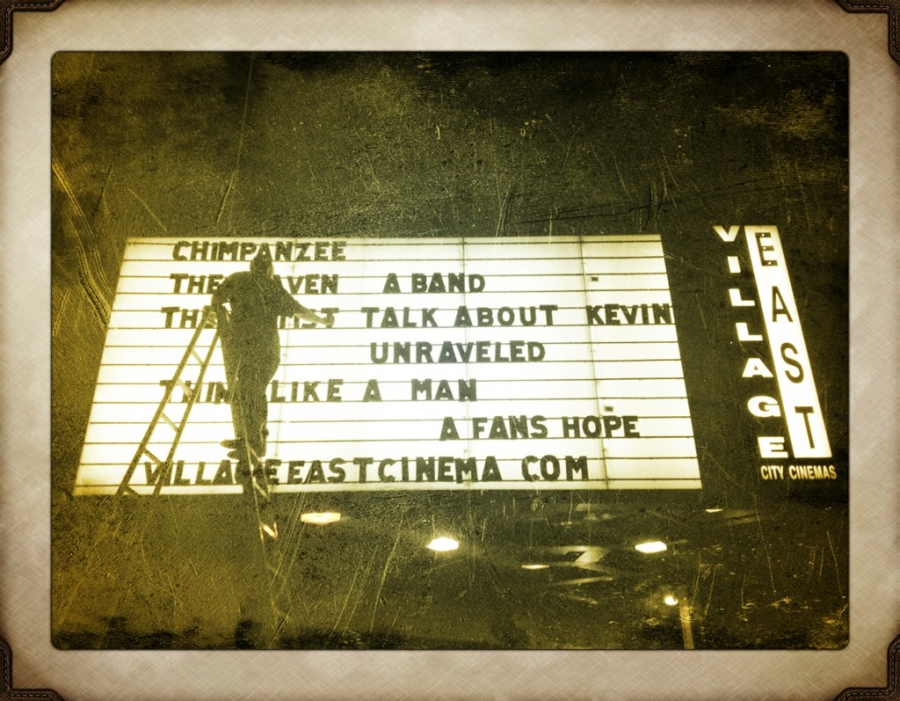 [Image: Image by @vincentlaforet - Old school ... NYC theater mixed just right w the guy yelling FBombs as he was punching the letters in on "The Artist" on Propic]