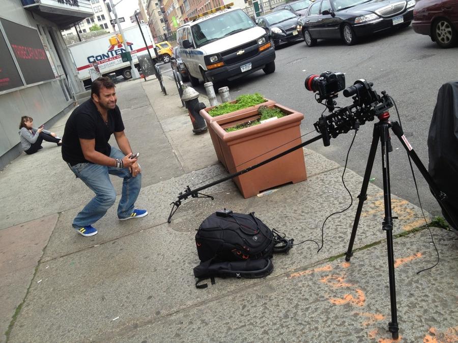 [Image: Image by @MNS1974 - @PhilipBloom checking out my @KesslerCrane shuttle pod mini outside of Tribeca Cinema on Propic]