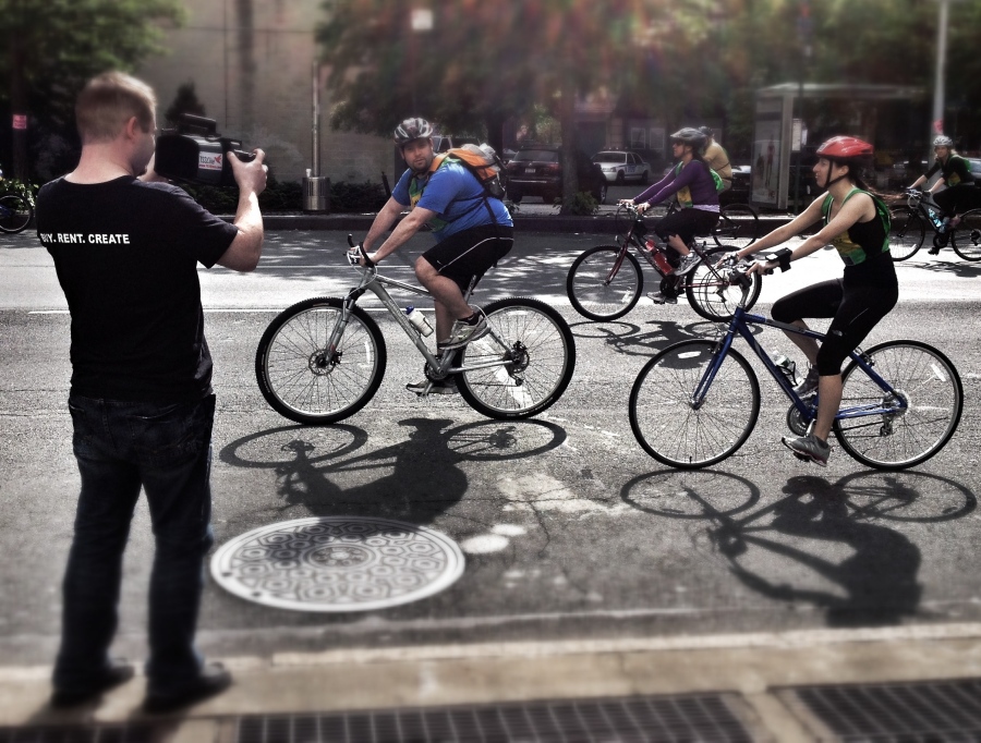 [Image: Photo by @MissHBomb - NYC Bike Tour 2012 - @MNS1974 getting high speed w/ @TS3Cine on Propic]