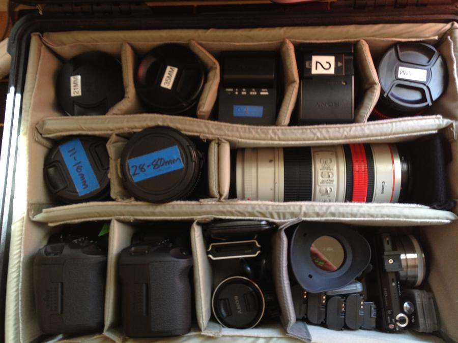 [Image: Image by @goforjared - 1 case 3 cameras. Got to love #DSLR gigs! on Propic]